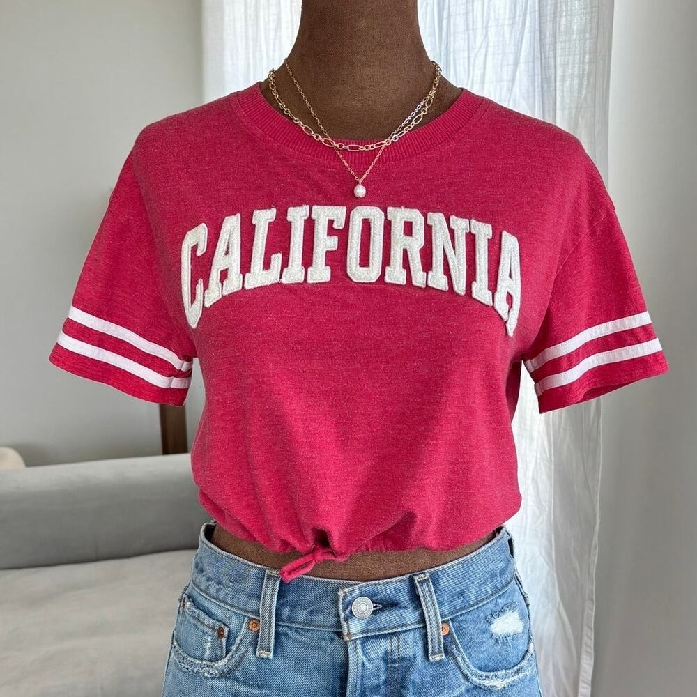 Limited Too Y2K Graphic Baby Tee Crop Juniors Medium California Preppy Americana